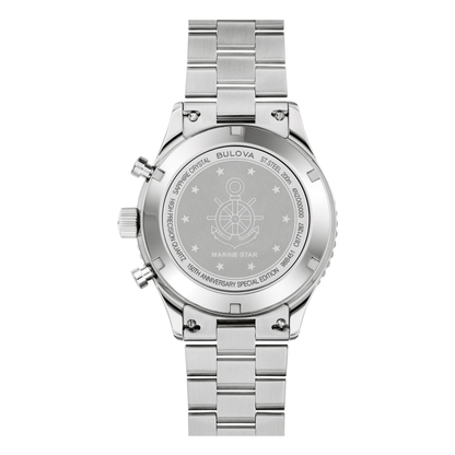 Bulova Marine Star Heritage Chronograph Stainless Steel Black Dial Watch 42.85 mm