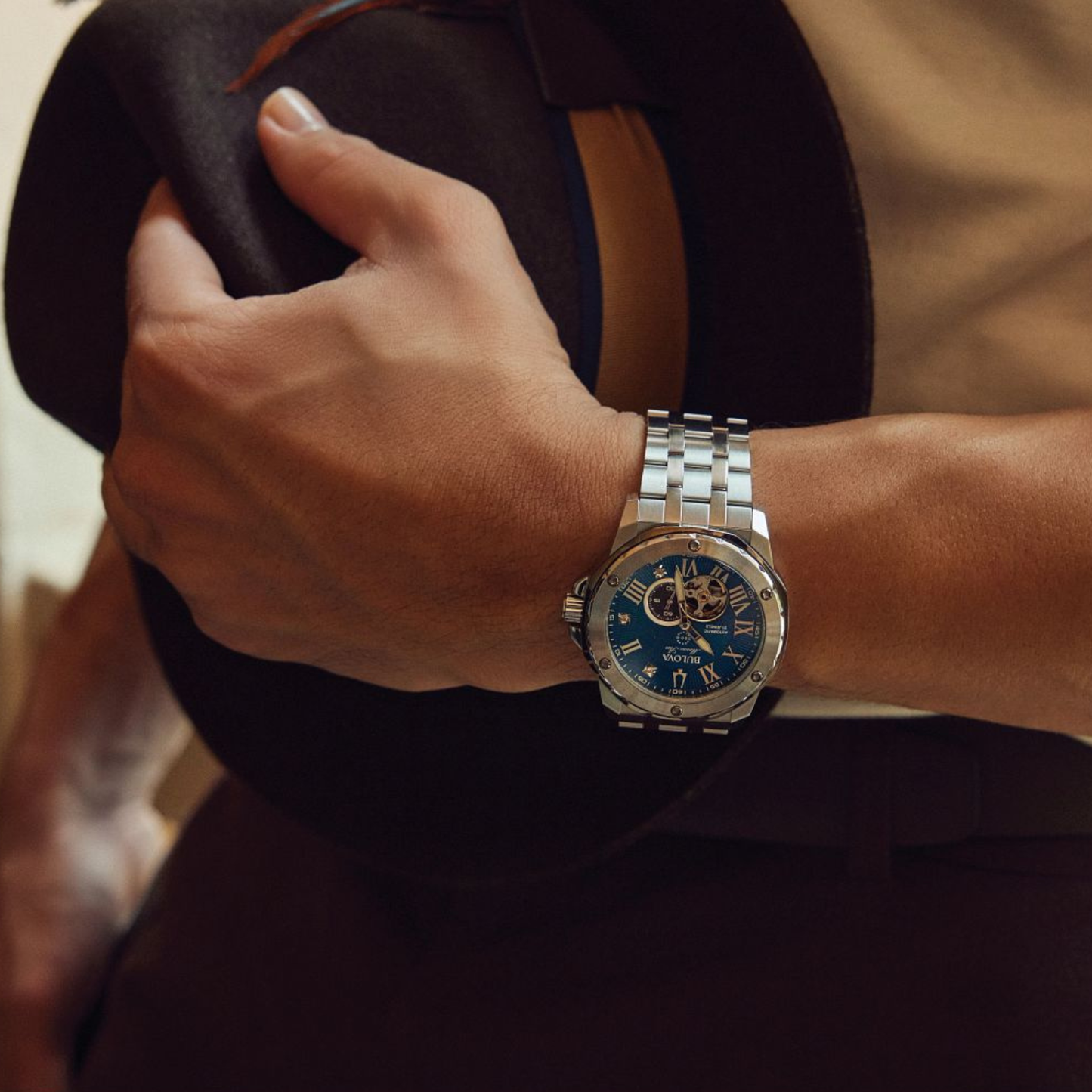 Bulova Marc Anthony Marine Star Two-Tone Stainless Steel Blue Dial Watch 45 mm