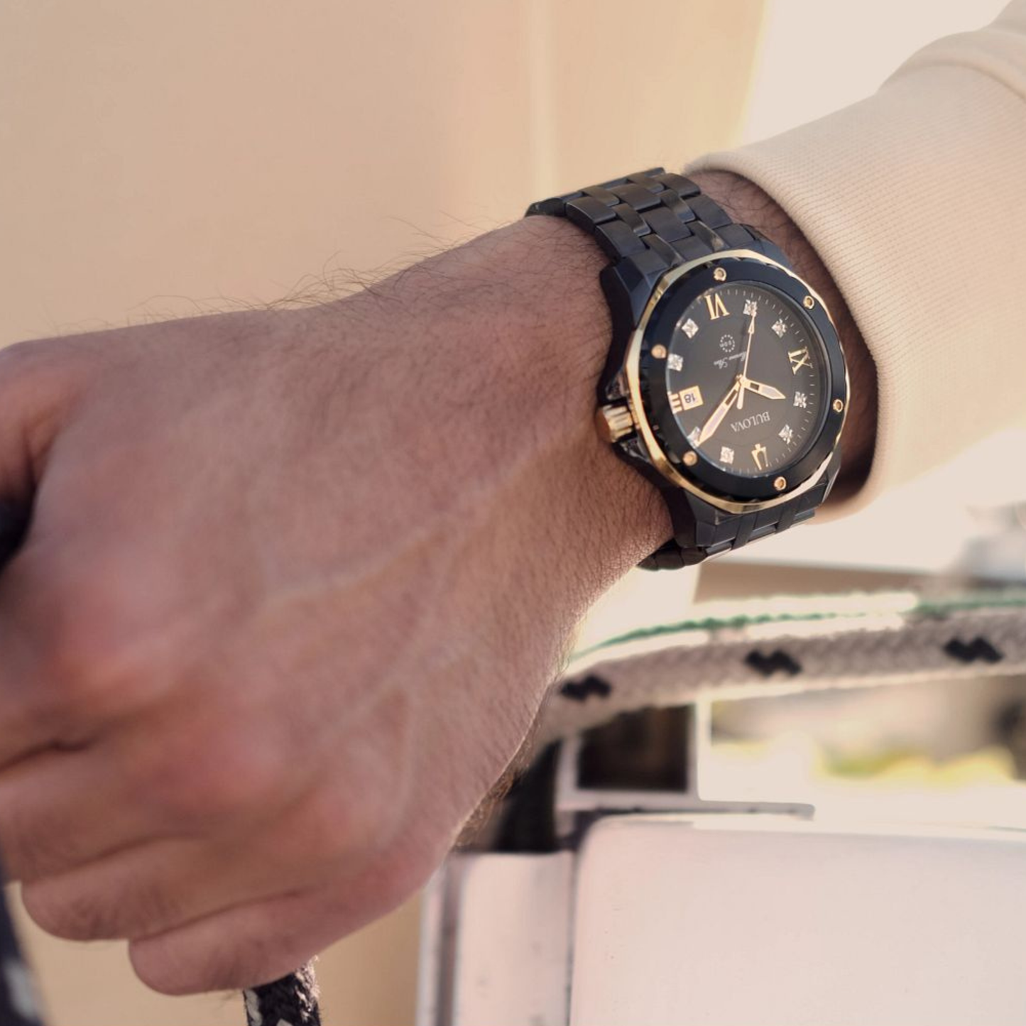 Bulova Series A Marine Star Black Stainless Steel Black Dial Watch 44 mm