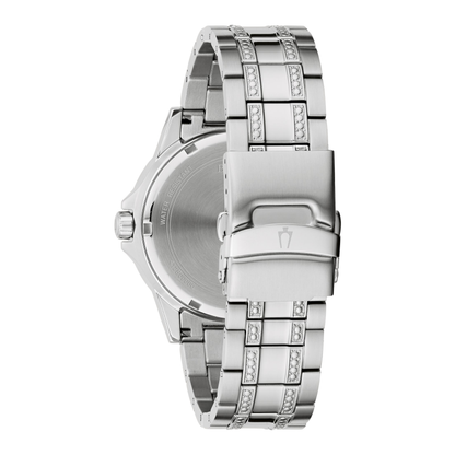 Bulova Crystal Box Set Stainless Steel Silver-Tone Dial Watch 42 mm