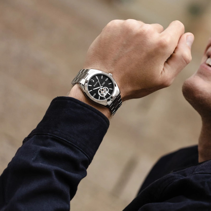 Bulova Classic Surveyor Silver Stainless Steel Black Dial Watch 42 mm