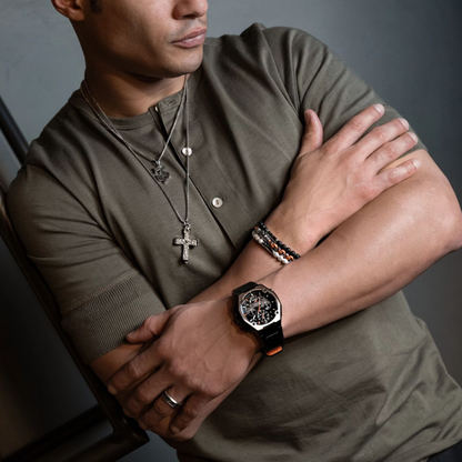 Bulova Marc Anthony Series X Two-Tone Stainless Steel and 18 Karat Rose Gold Black Dial Watch 45 mm