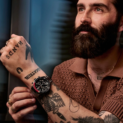 Bulova Marine Star Heritage Chronograph Stainless Steel Black Dial Watch 42.85 mm