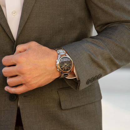 Bulova Curv Two-Tone Stainless Steel Black Dial Watch 44 mm