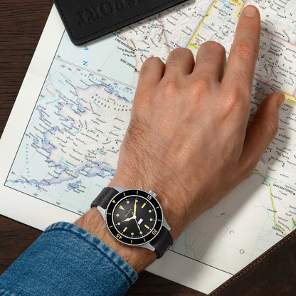 Bulova Archive Series Mil Ships Silver Stainless Steel Black Dial Automatic Watch 41 mm