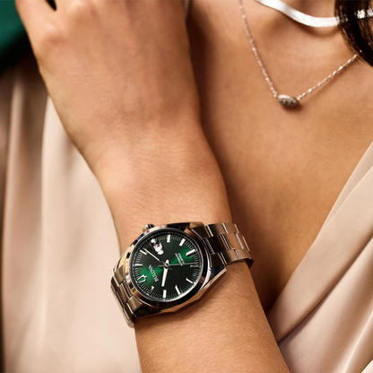 Bulova Surveyor Silver Stainless Steel Green Dial Automatic Watch 39 mm