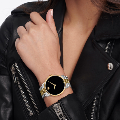 Movado Museum Classic Gold PVD Two-Tone Stainless Steel Bracelet Black Dial 40mm