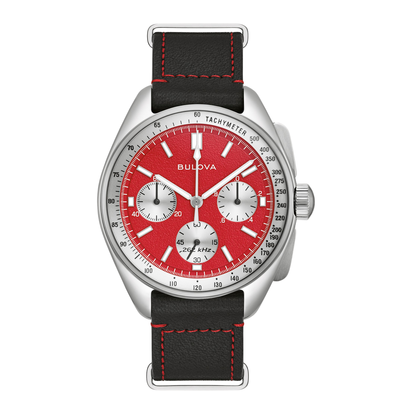 Bulova Lunar Pilot Chronograph Stainless Steel Red Dial Watch 43.5 mm