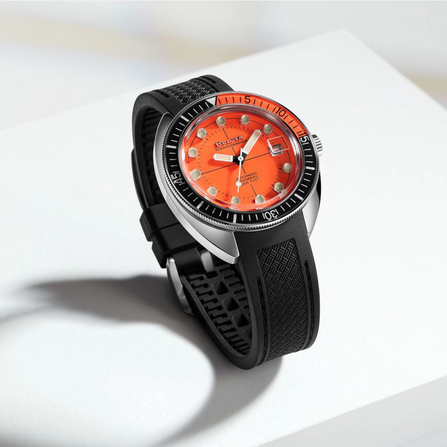 Bulova Oceanographer Devil Diver Silver Stainless Steel Orange Dial Watch 41 mm