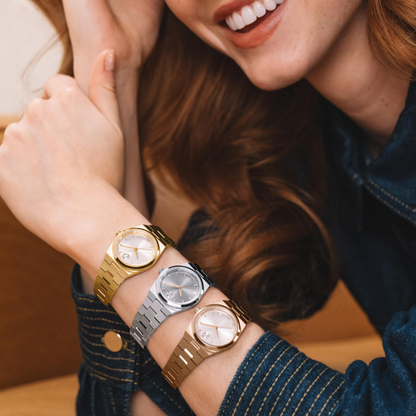 Movado Bold Quest Mini Gold Stainless Steel White Dial Watch 28mm