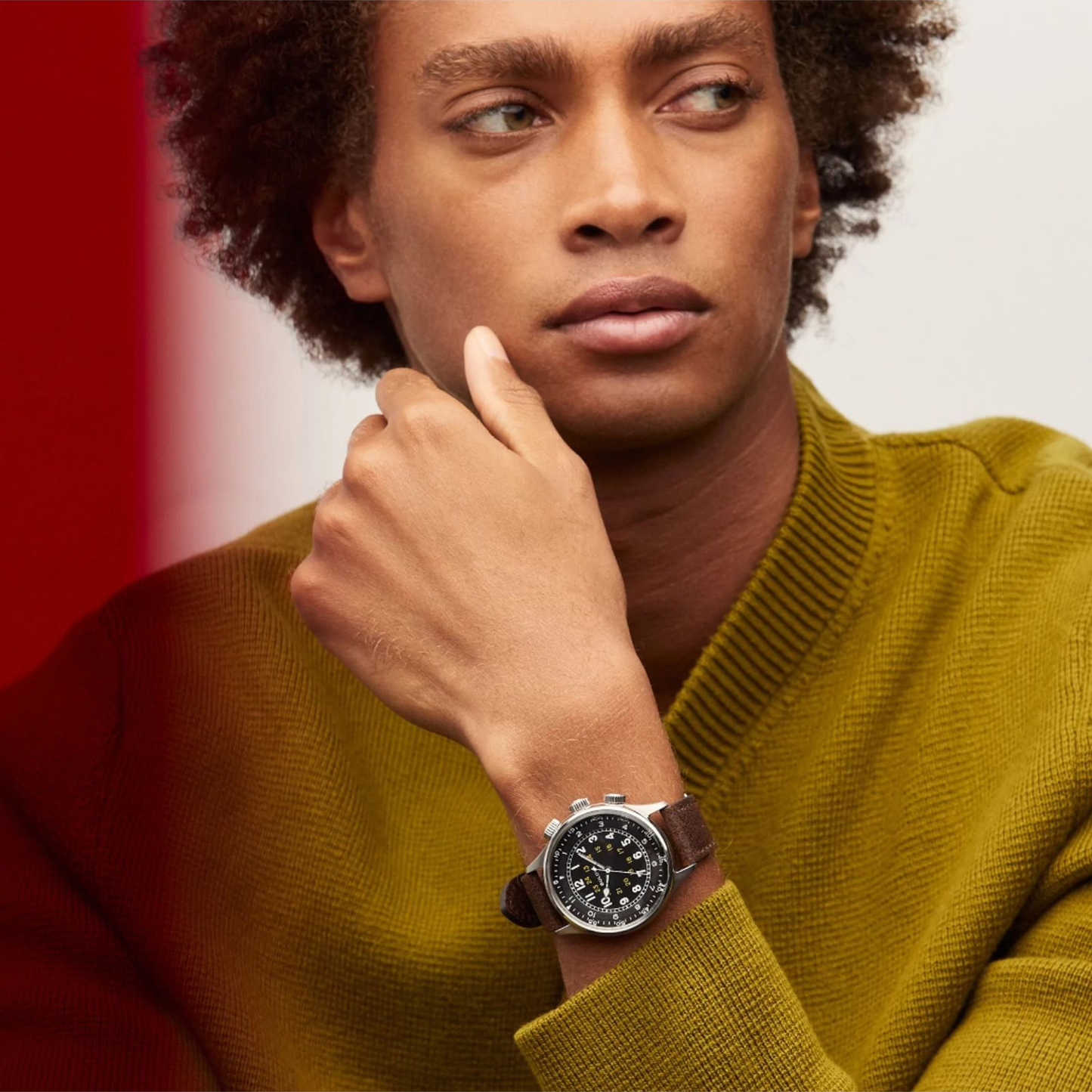 Bulova Military A-15 Pilot Silver Stainless Steel Black Dial Watch 42 mm