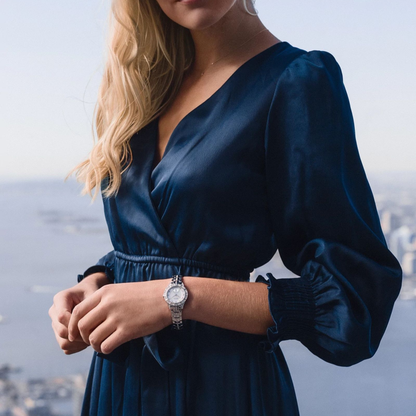 Bulova Crystal Phantom Silver Stainless Steel White Dial Watch 30.5 mm