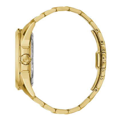 Bulova Sutton Classic Watch, Stainless Steel, Gold-Tone Dial, 43 mm