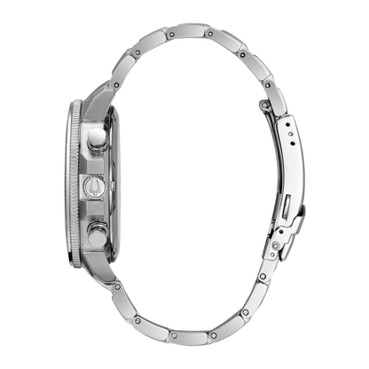 Bulova Series C Marine Star Silver Stainless Steel Black Dial Watch 45 mm