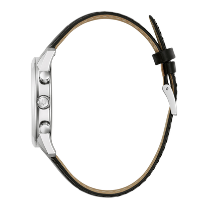 Bulova Sutton Chronograph Black Leather Black Dial Watch 41 mm