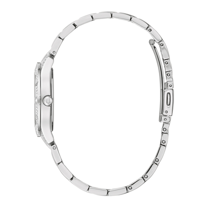 Bulova Crystal Phantom Silver Stainless Steel White Dial Watch 30.5 mm