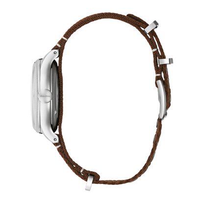 Bulova A-11 Hack Silver Stainless Steel Blue Dial Automatic Watch 37 mm