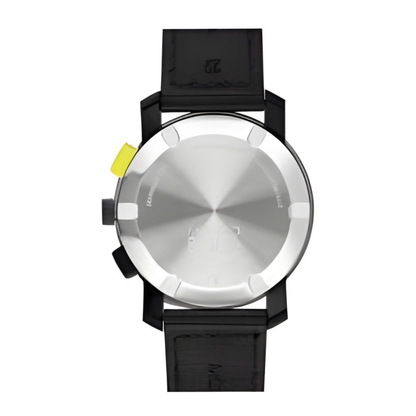 Movado Bold Yellow Dial Leather Strap Chronograph Watch 44 mm