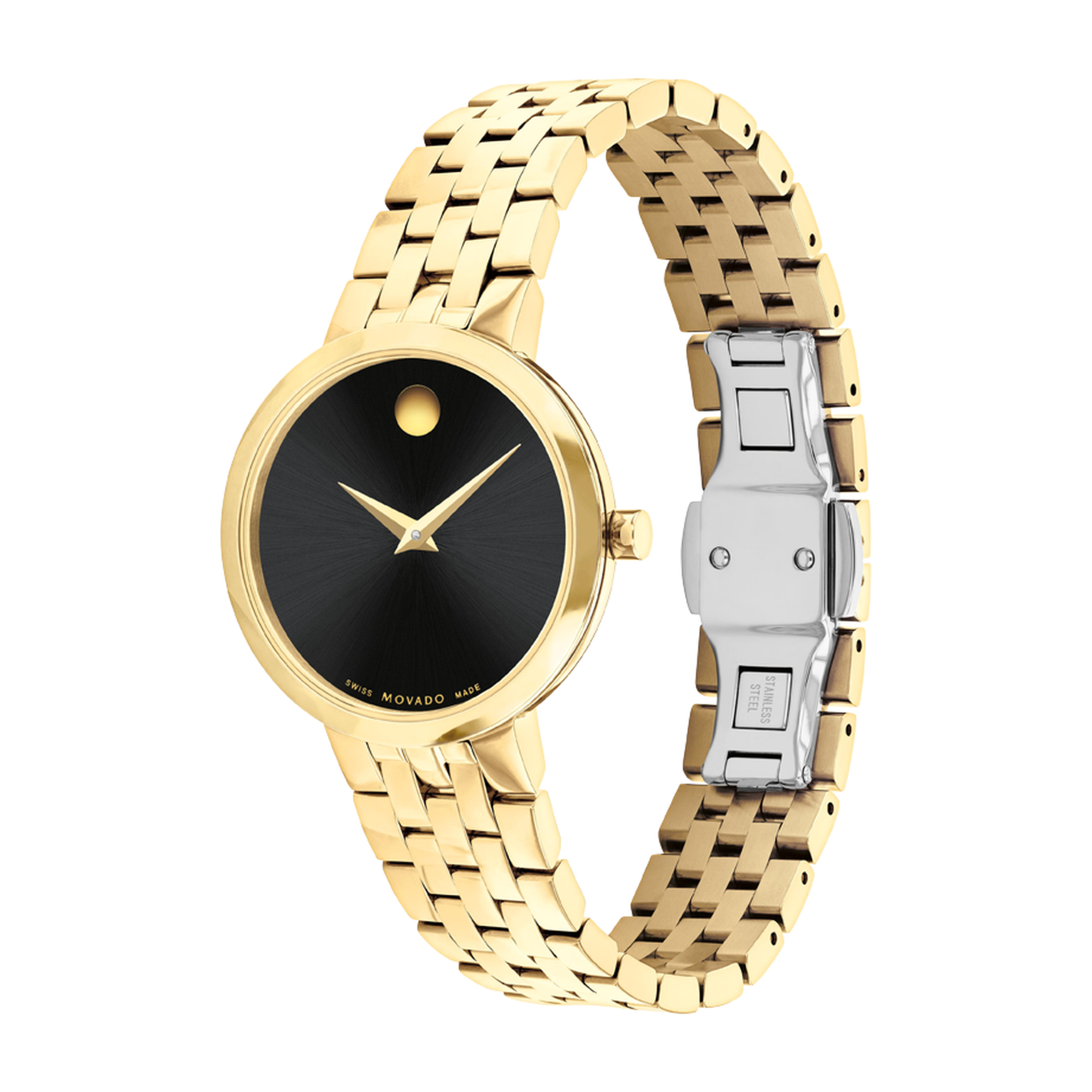 Movado Museum Classic Gold Stainless Steel Black Dial Watch 29.5mm