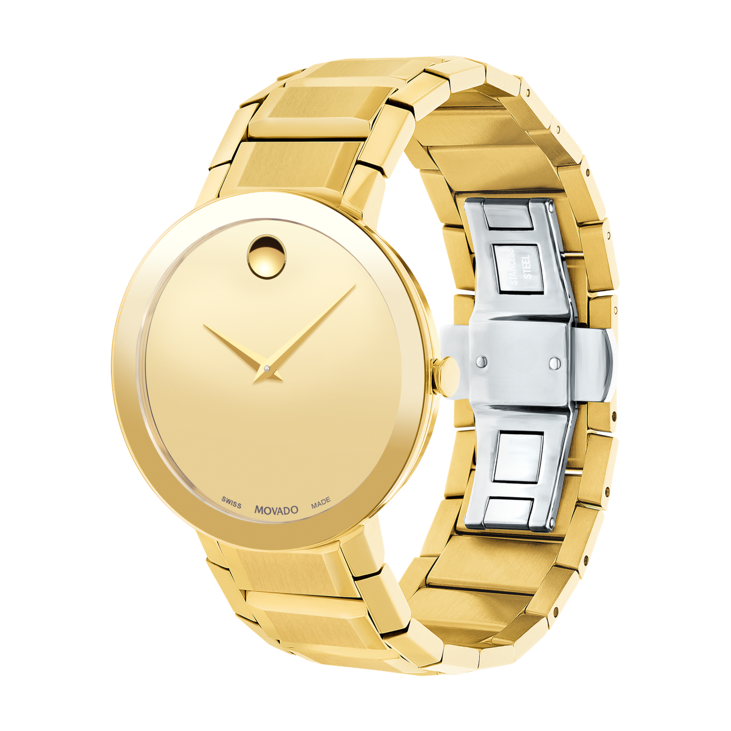 Movado Sapphire Yellow Gold PVD Stainless Steel Watch 39 mm