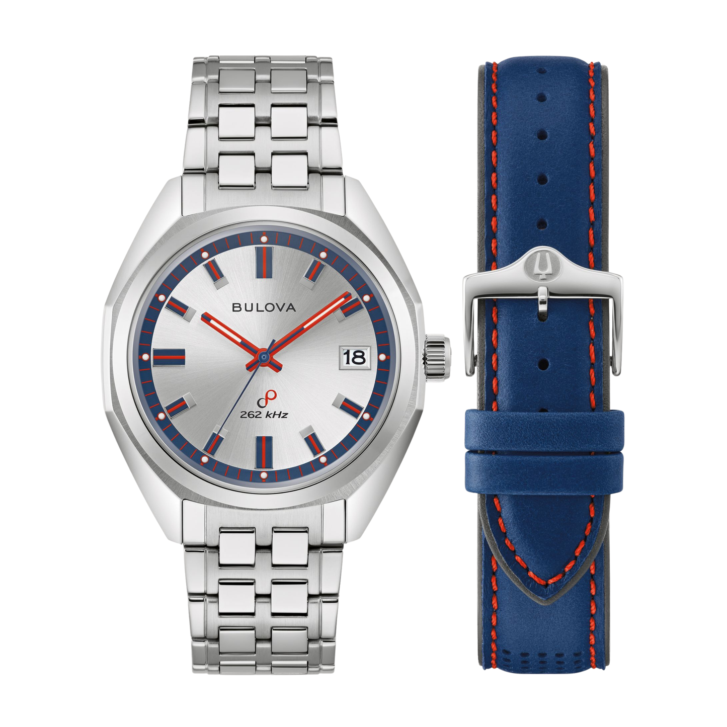 Bulova Jet Star Watch, Stainless Steel, Silver Tone Dial, 40 mm