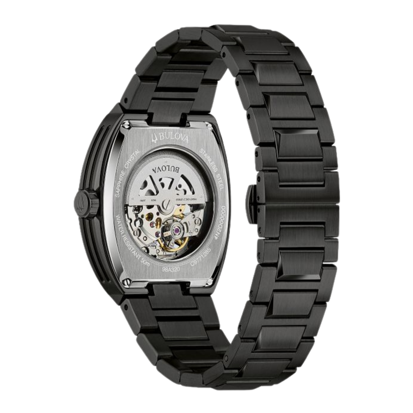 Bulova Maquina Skeleton Black Stainless Steel Automatic Watch 40 mm