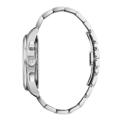 Bulova Classic Wilton Chronograph Silver Stainless Steel Black Dial Watch 46.5 mm