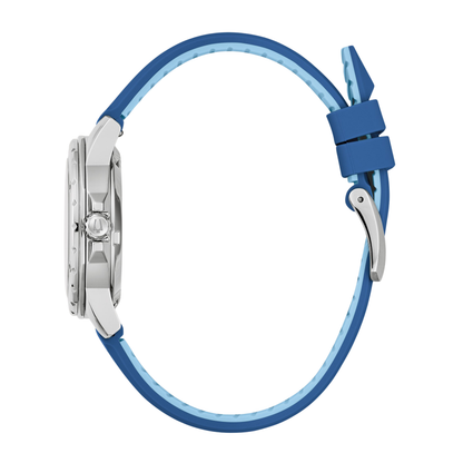 Bulova Marine Star Blue Silicone Strap White Dial Automatic Watch 35 mm
