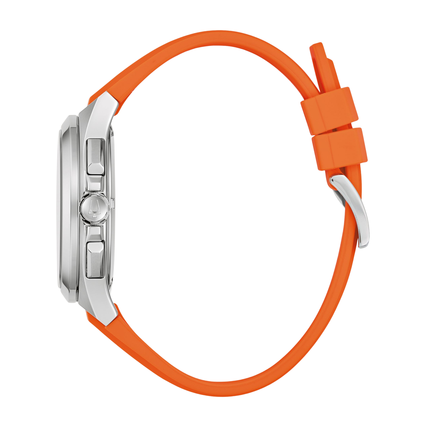 Bulova Marc Anthony Maquina Chronograph Orange Silicon Strap Blue Dial Watch 46 mm