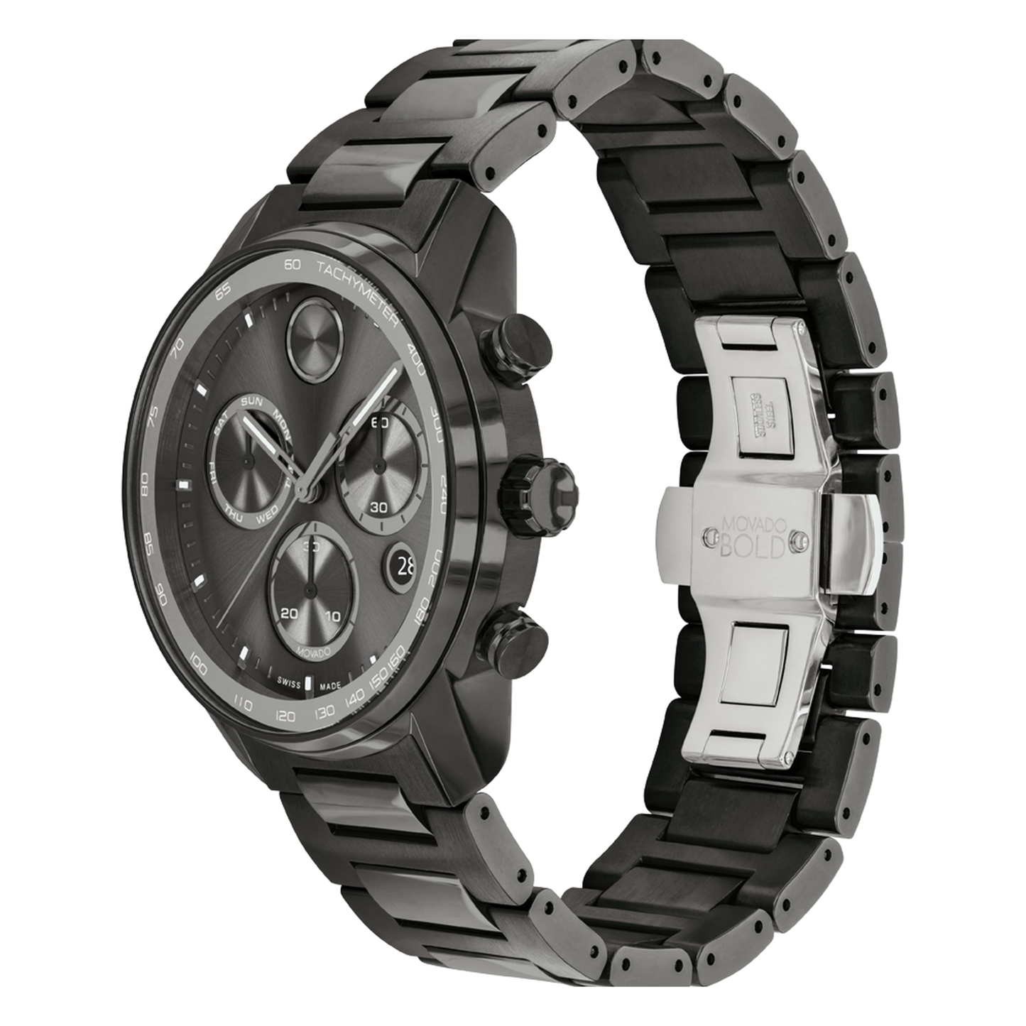 Movado Bold Verso Chronograph Gunmetal Ion-plated Stainless Steel Watch 44 mm