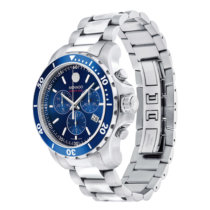 Movado Series 800 Chronograph Performance Steel Blue Dial Watch 42 mm