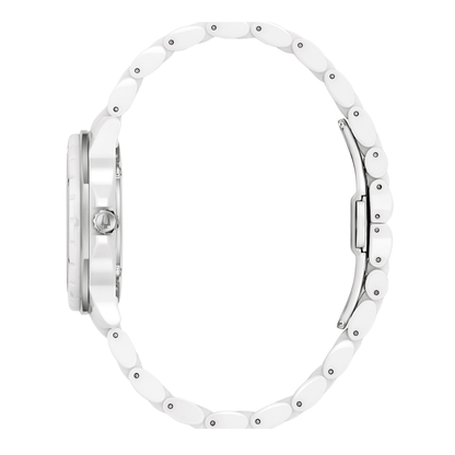 Bulova Marc Anthony Marine Star White Stainless Steel & Ceramic White Dial Watch 36mm