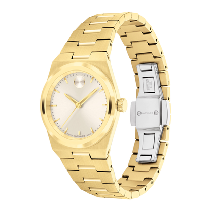 Movado Bold Quest Mini Gold Stainless Steel White Dial Watch 28mm