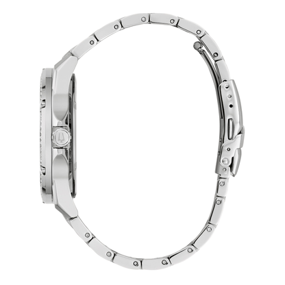 Bulova Crystal Box Set Stainless Steel Silver-Tone Dial Watch 42 mm