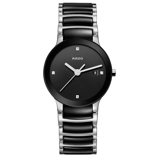 Rado Centrix Diamonds 39.5mm Black Dial Stainless Steel & High-Tech Ceramic Quartz Watch – Sophisticated Diamond-Accented Style