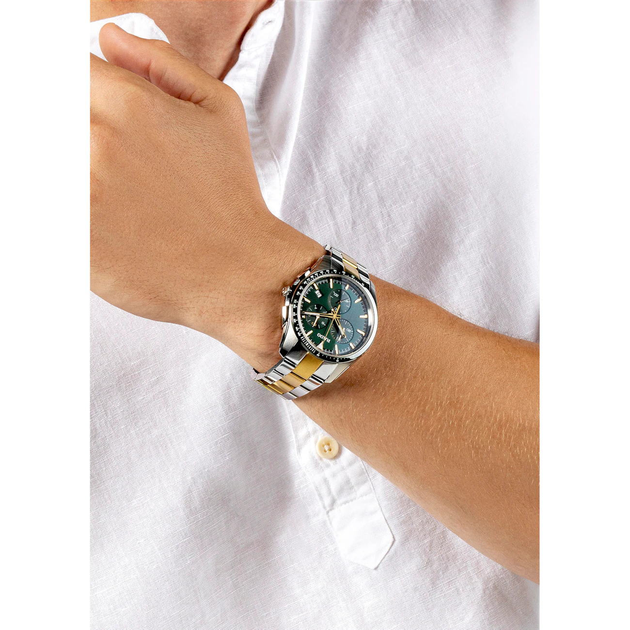 Rado HyperChrome Green Two-Tone Ceramic Chronograph Watch 44.9 mm