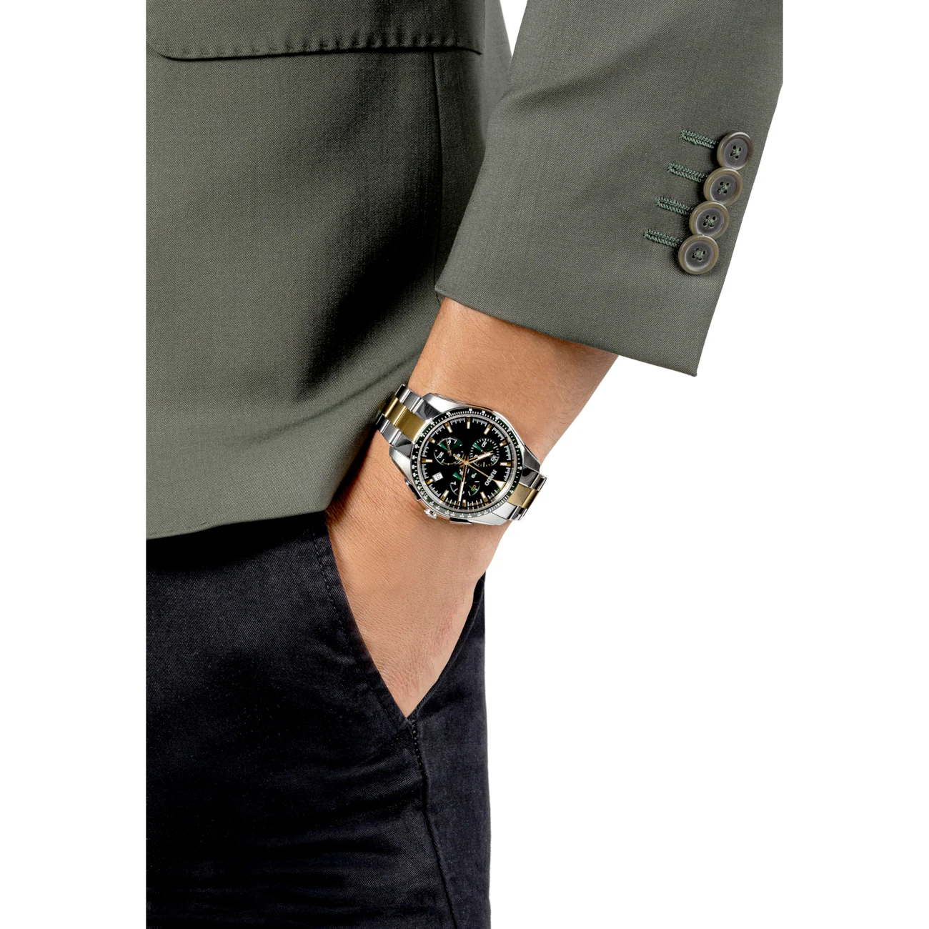 Rado HyperChrome Green Two-Tone Ceramic Chronograph Watch 44.9 mm