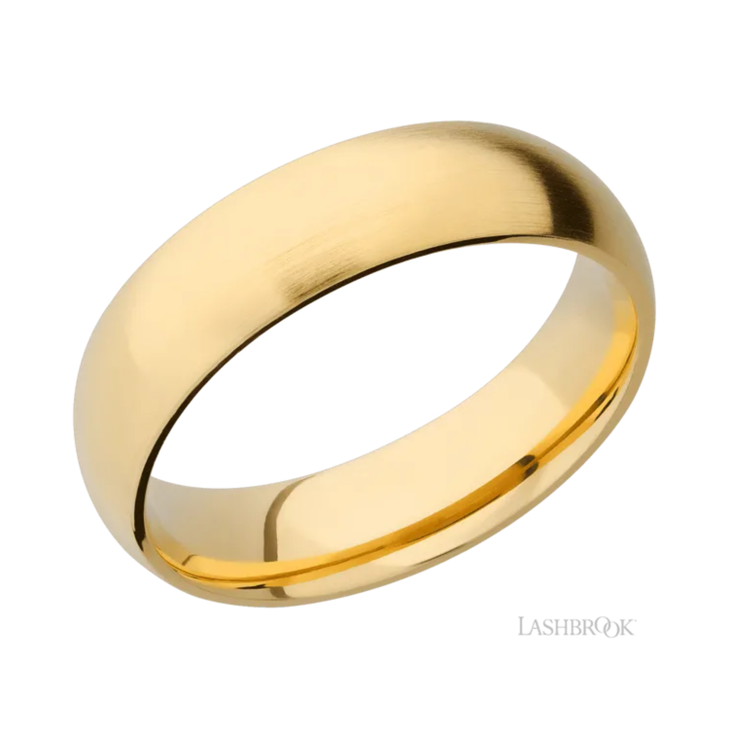 Lashbrook Satin Wedding Band 14K Yellow Gold – 6 mm Domed