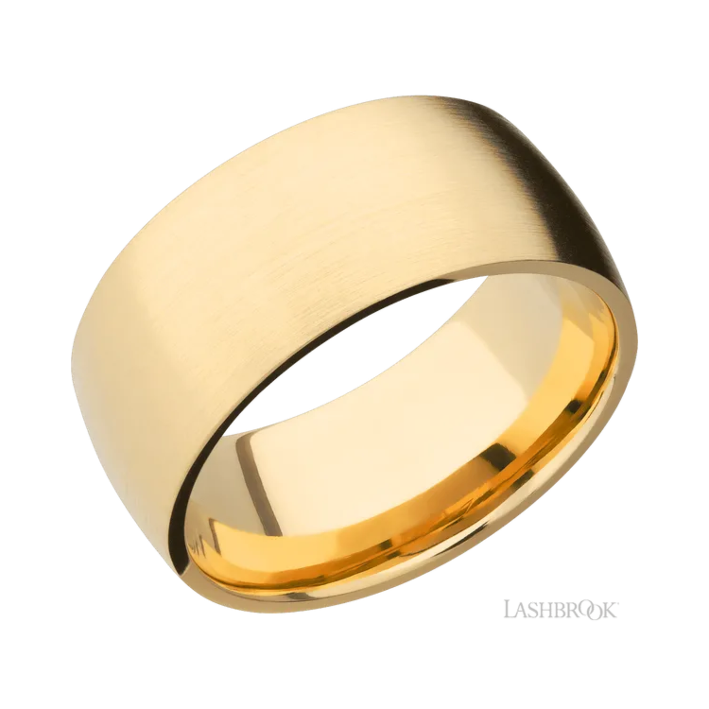 Lashbrook Satin Wedding Band 14K Yellow Gold – 10 mm Domed