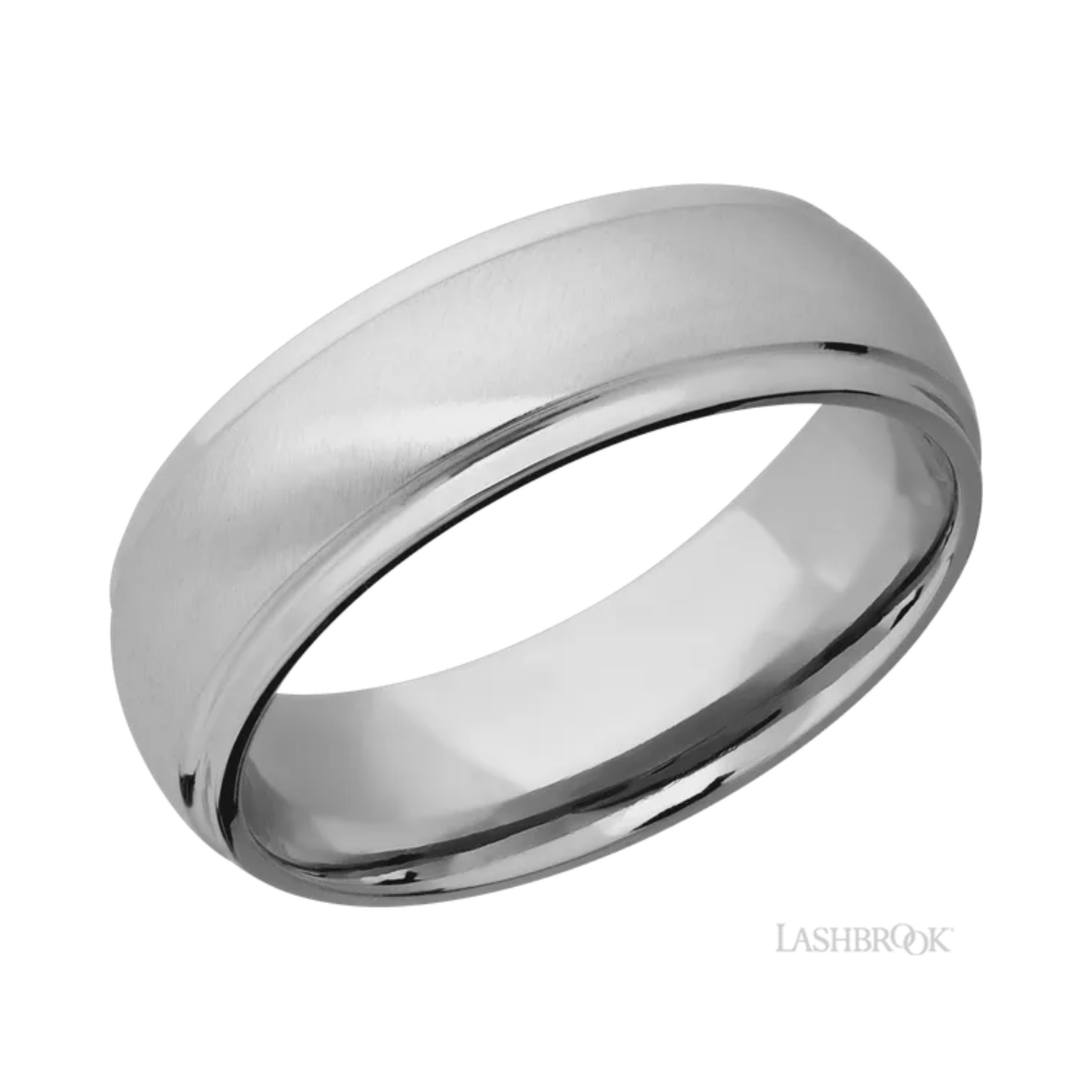 Anglesatin Wedding Band Titanium – 7 mm Domed Stepped Down Edges
