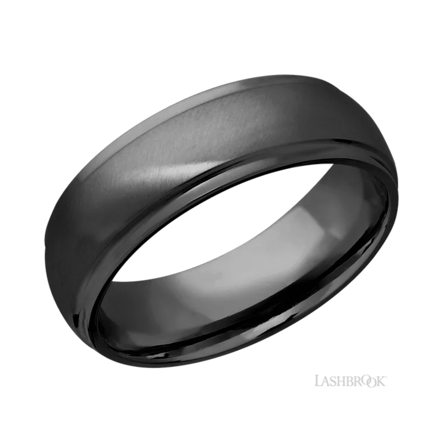Anglesatin Wedding Band Zirconium – 7 mm Domed Stepped Down Edges