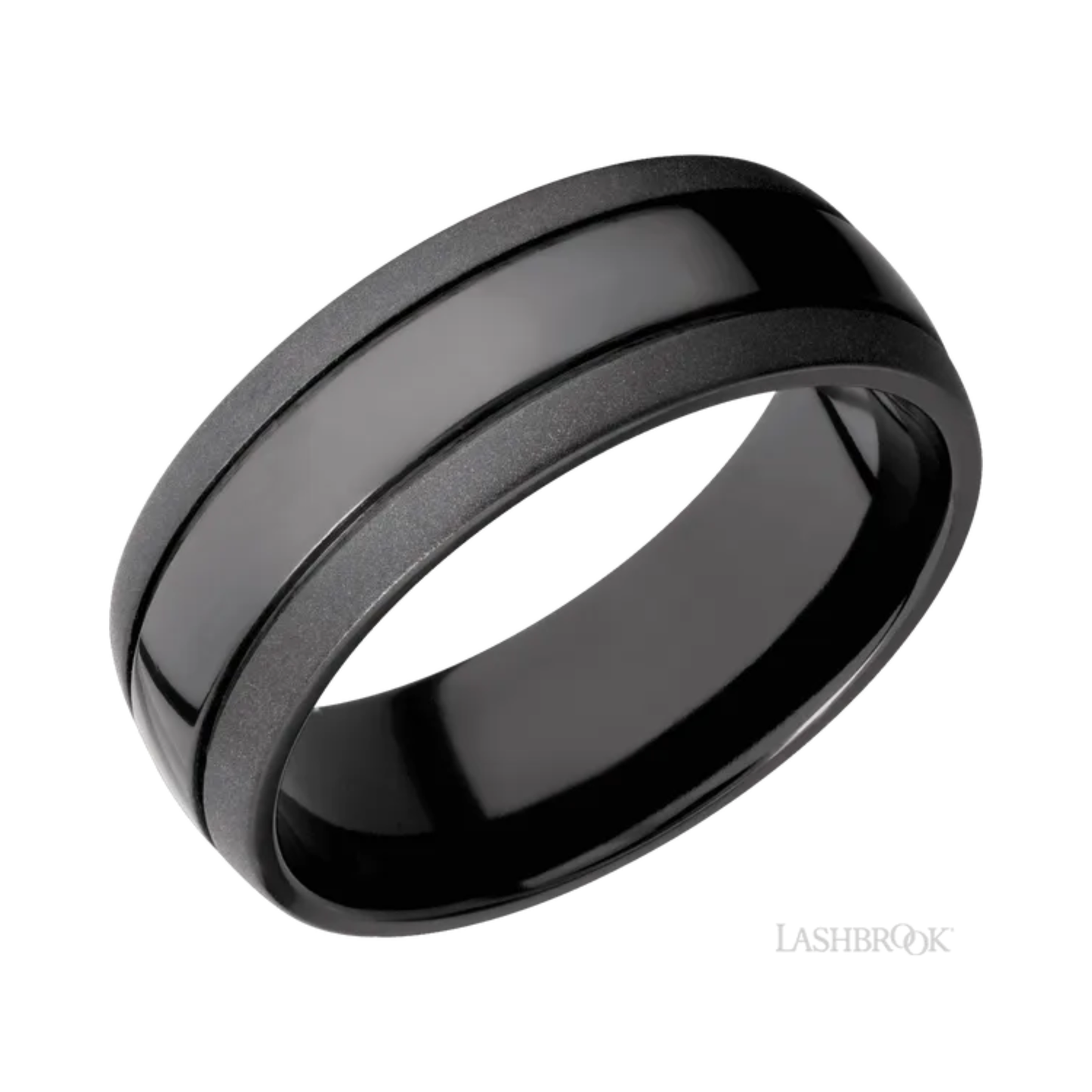 Desert Iron Wood Inlay Wedding Band Zirconium – 8 mm Domed