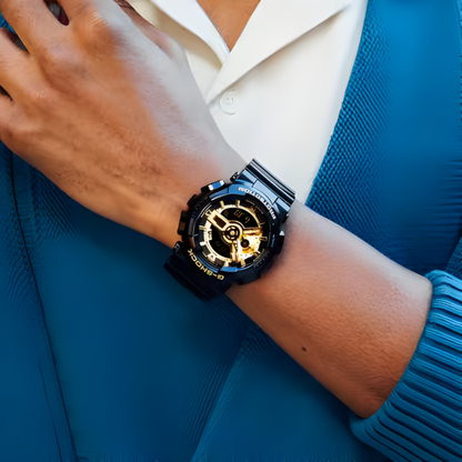 G-SHOCK GA110 Series Black/Gold Analog-Digital Watch 55mm