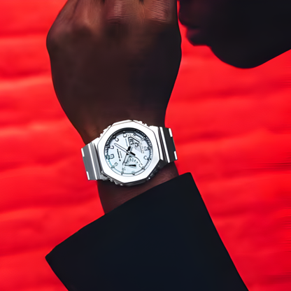 G-SHOCK 2100 Series Octagonal Metal-Covered Silver Watch 49.3mm