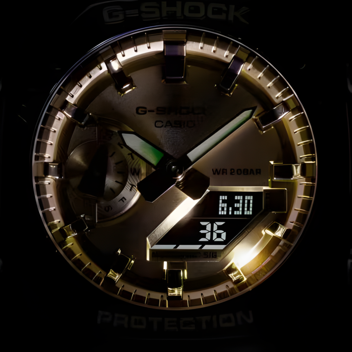 G-SHOCK 2100 Series Black Resin Gold Dial Watch 48.5mm