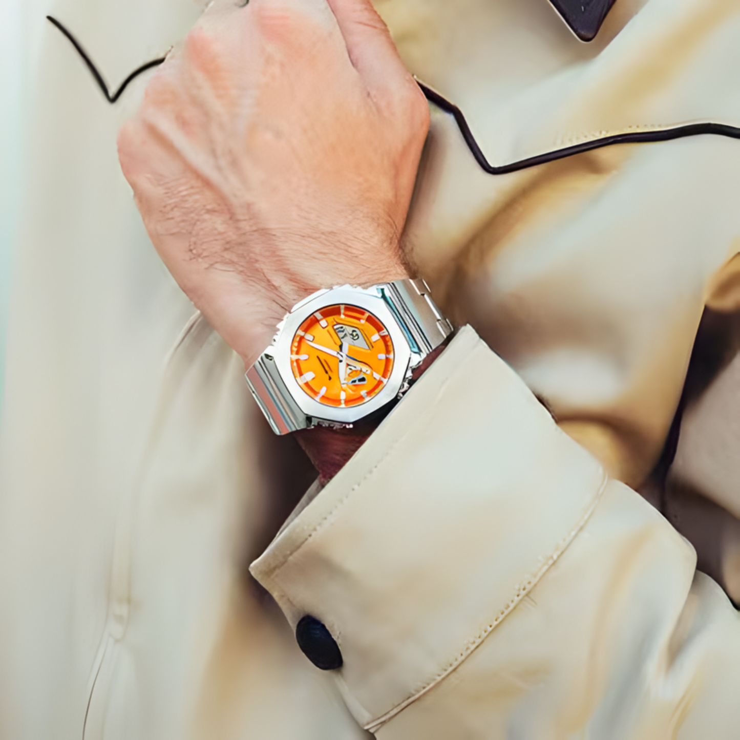 G-SHOCK GM-2100 Orange Metallic Stainless Steel Watch 49.3 mm