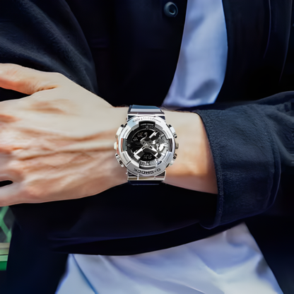 G-SHOCK GM-110 Metallic Silver Black Resin Watch 51.9 mm
