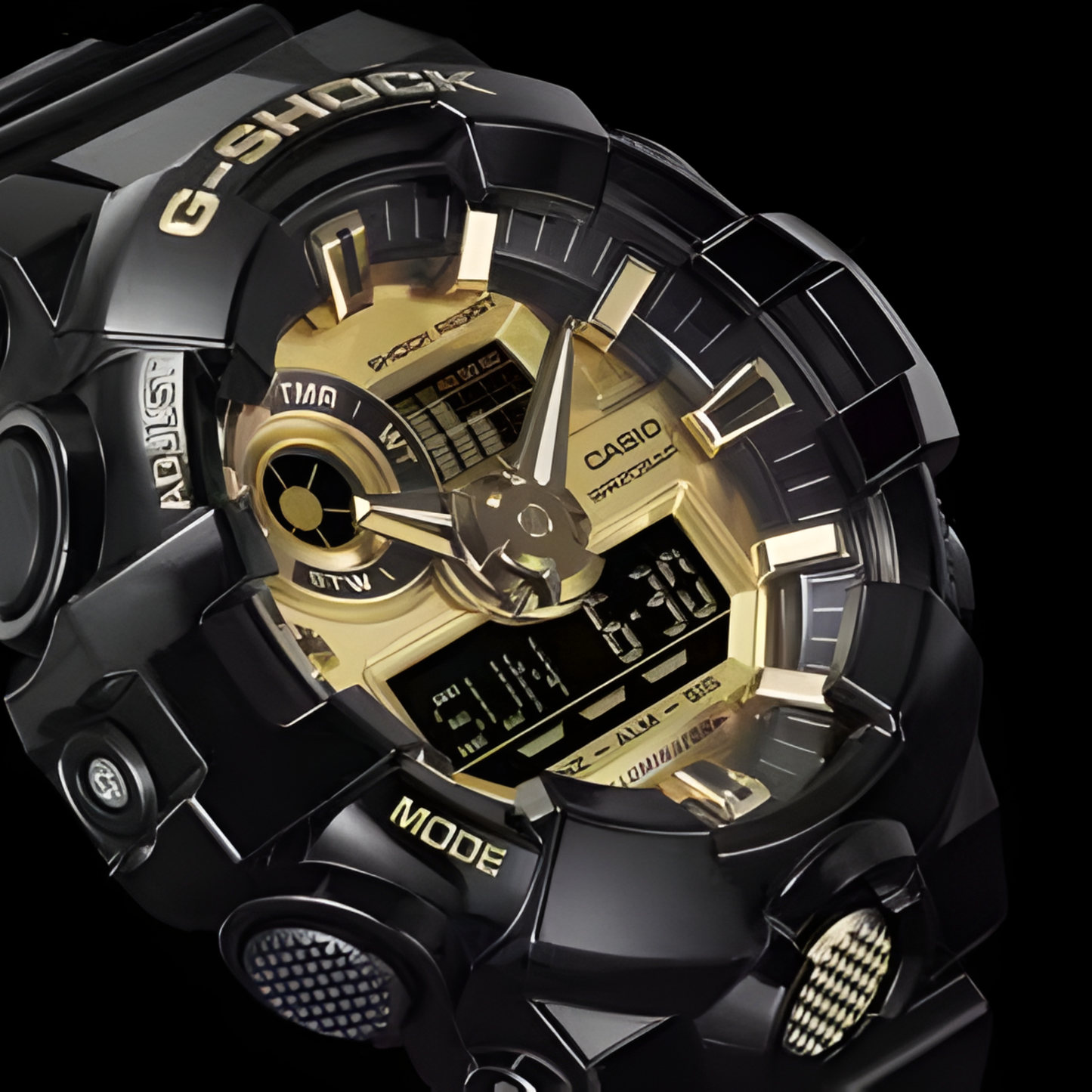 G-SHOCK GA710 Series Black/Gold Large Analog-Digital Watch 57.5mm