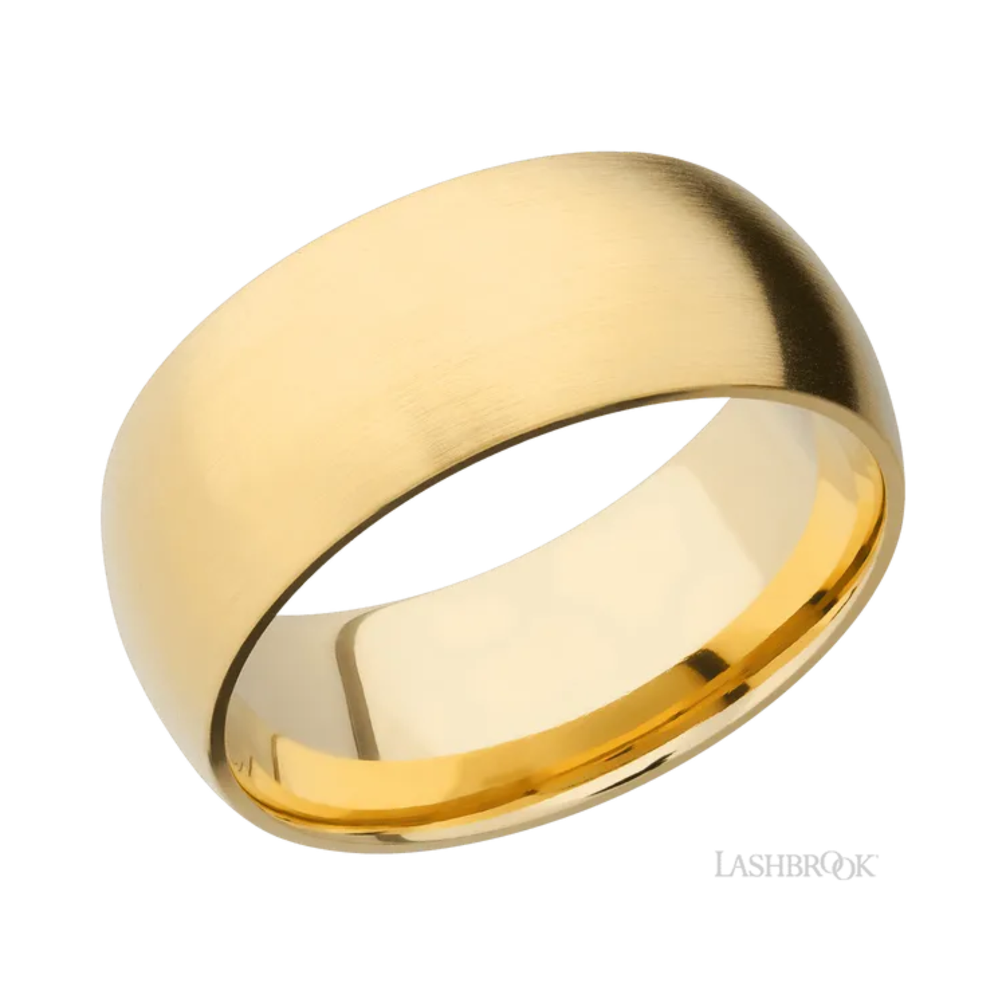 Lashbrook Satin Wedding Band 14K Yellow Gold – 9 mm Domed