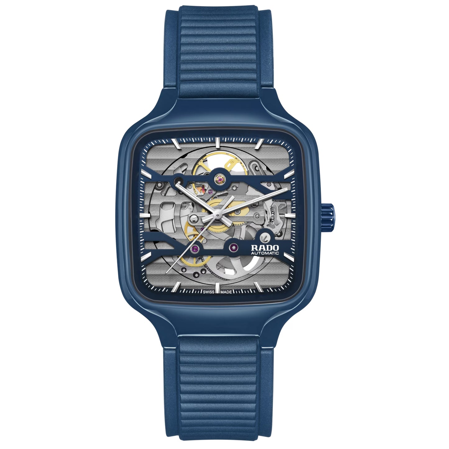 Rado True Square Skeleton Ceramic Automatic Watch - Blue